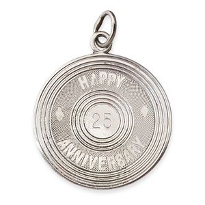 Vintage “Happy 25th Anniversary” Sterling Silver Pendant / Charm 1960s Retro